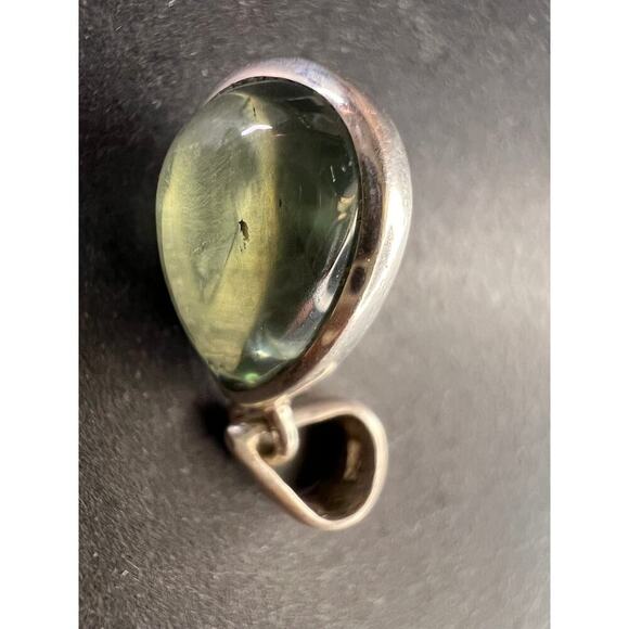 NEW vintage teal green tourmaline sterling silver teardrop pendant 1.90 grams - Picture 12 of 13
